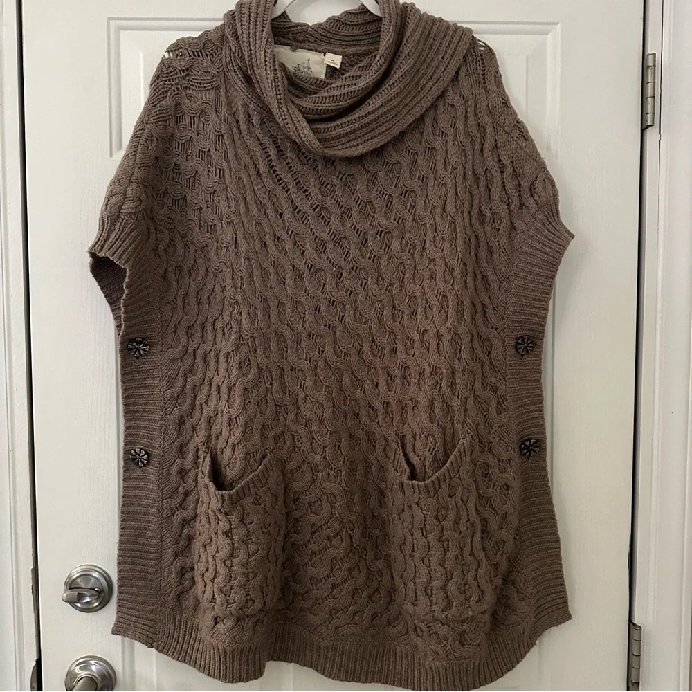 Anthropologie Angel of the North Bryson Cowl Neck Poncho Sweater Oversized M/L